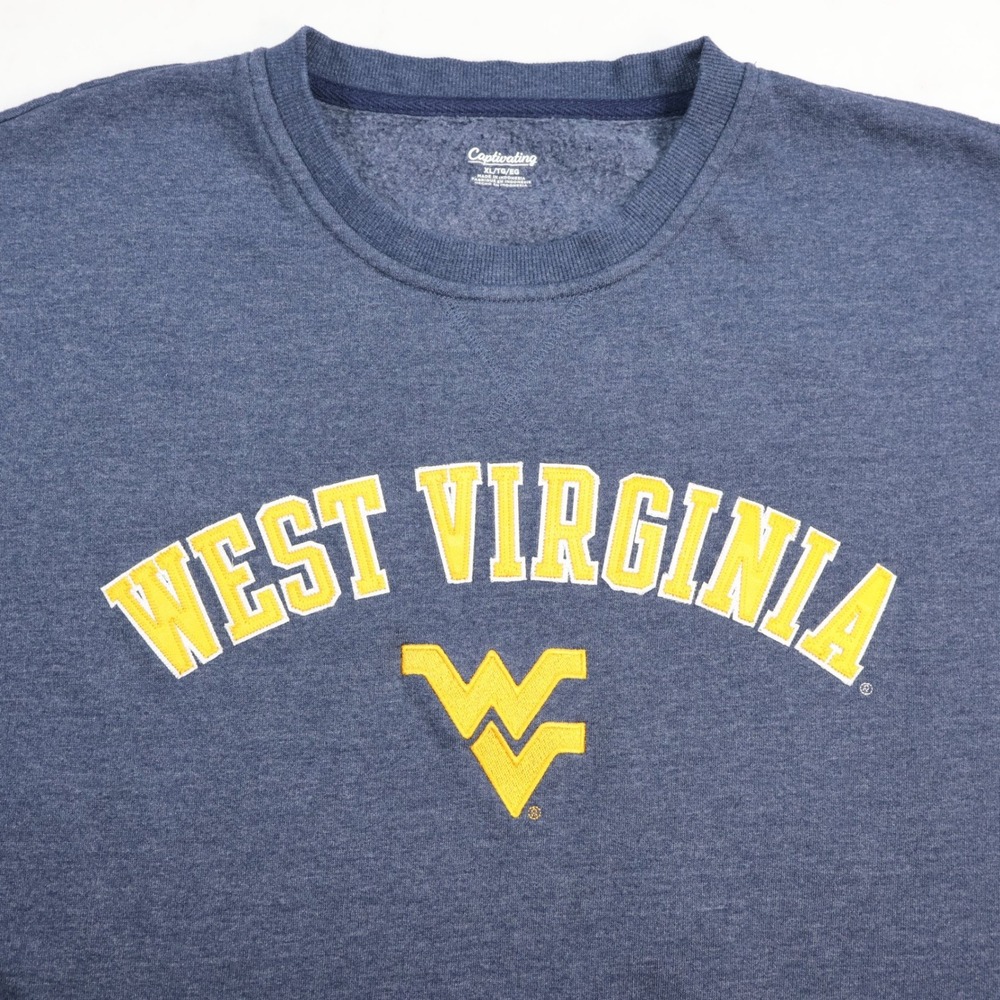 Captivating West Virginia Mountaineers Sweatshirt Mens XL Blue Crewneck NCAA WVU